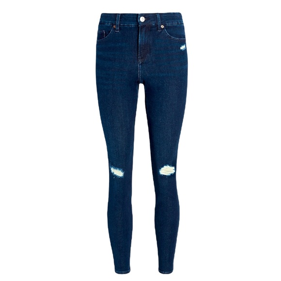 EXPRESS Mid Rise FlexX Dark Wash Ripped Skinny Jeans M Long NWT